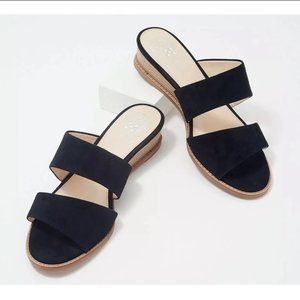 Vince Camuto Relindie Lux Kid Suede Demi-Wedge Slide Sandals Size 6.5 Wide
